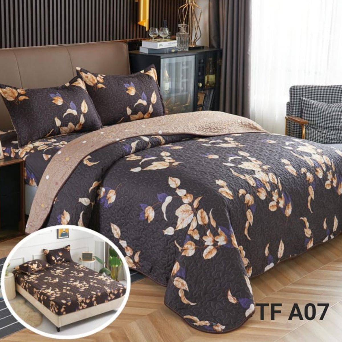 GENERICO - Cobertor Quilts de Verano + Cubrecolchon + Sabanas 2 Plazas