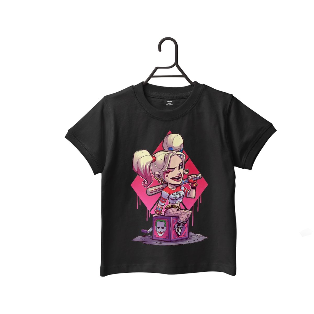 GENERICO - Polera Infantil Chibi Harley Queen - Negro