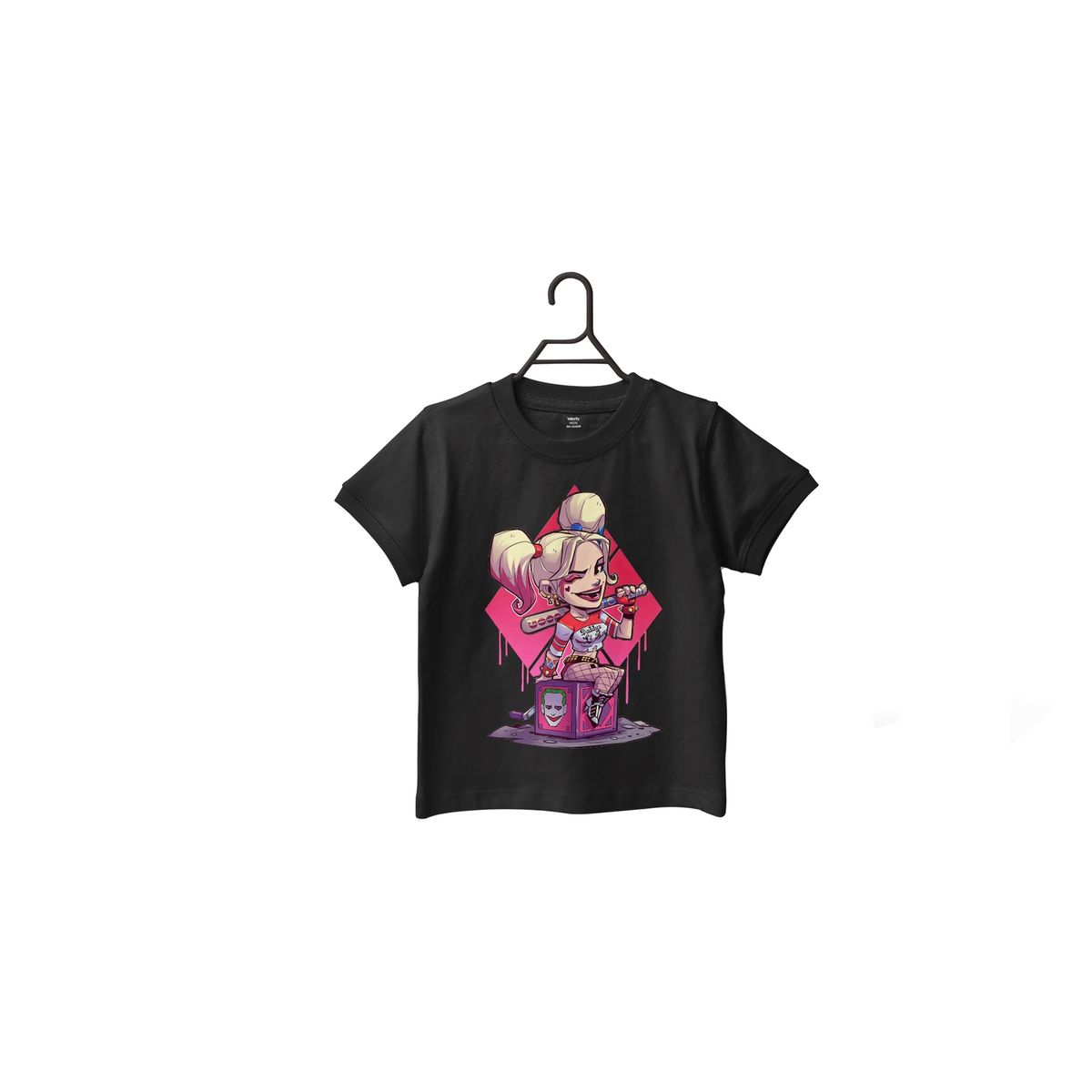 GENERICO - Polera Infantil Chibi Harley Queen - Negro