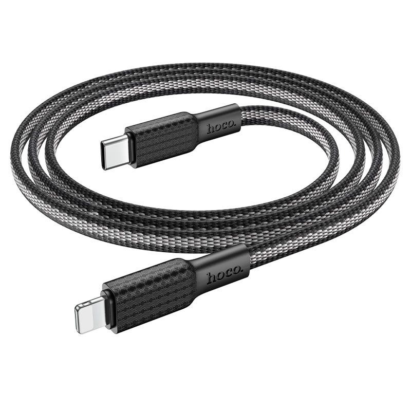 HOCO - Cable Carga y Datos USB-C a Lightning iPhone 20w Trenzado 1m X69 Negro