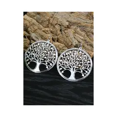 GENERICO - Pendientes largos redondos con diseño de árbol