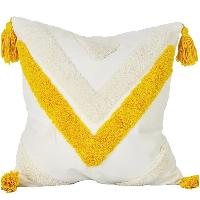 GENERICO - COJÍN BOHO 45 CM X 45 CM TRIANGULAR MOSTAZA