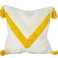 GENERICO - COJÍN BOHO 45 CM X 45 CM TRIANGULAR MOSTAZA