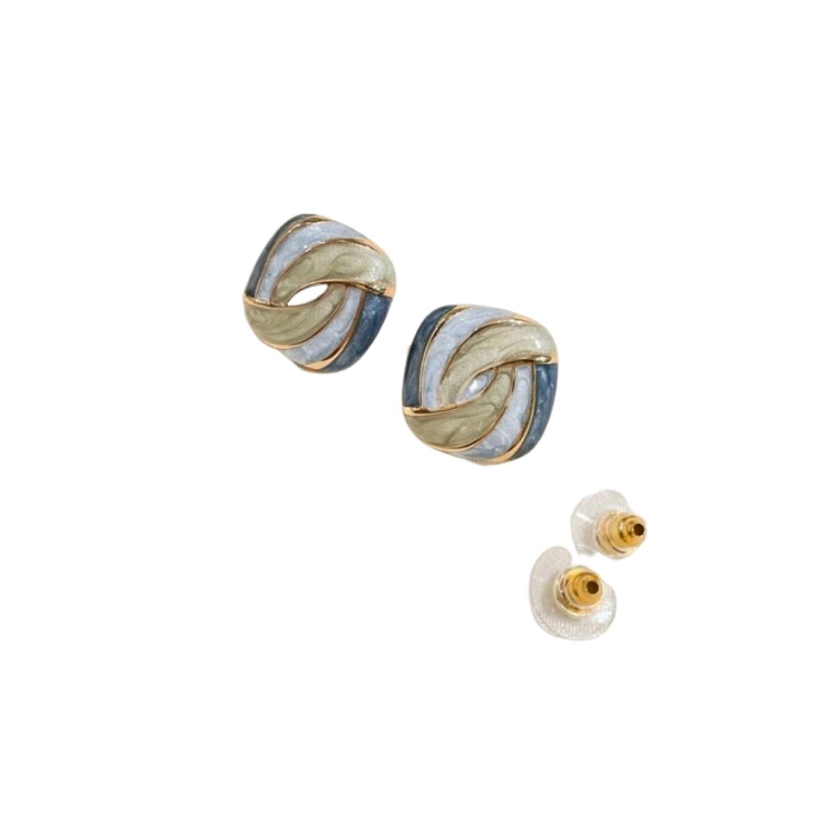 GENERICO - Pendientes de botón con turquesa textura.-