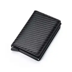 GENERICO - Billetera Porta Tarjetas Anti Clonacion Rfid Negro Fibra de Carbono