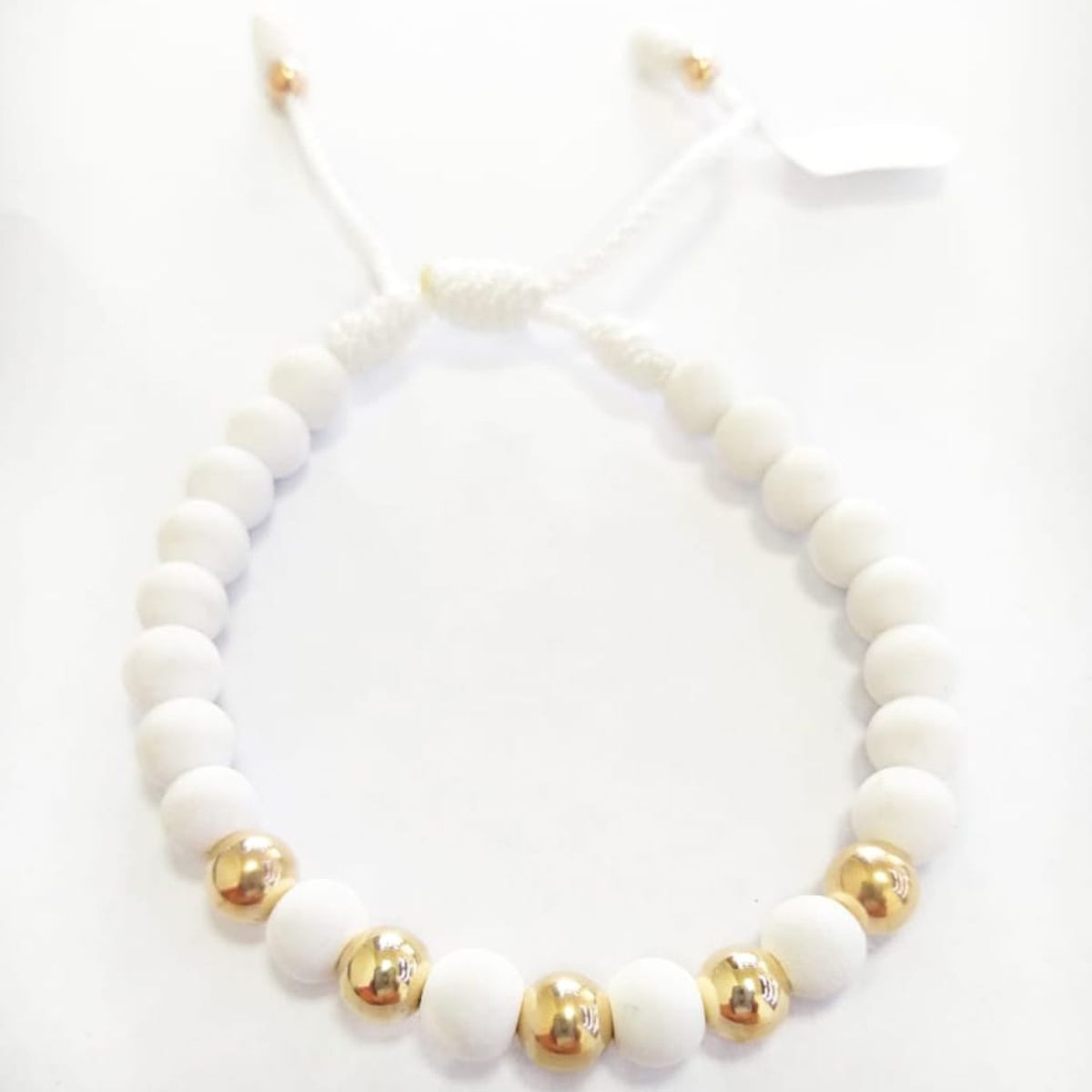 GENERICO - Pulsera Balin Blanco en oro laminado de 18k