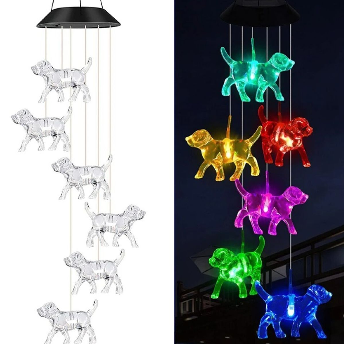 GENERICO - Campana de Viento Led Solar Perro - AS156