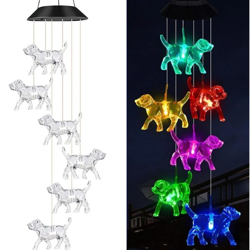GENERICO - Campana de Viento Led Solar Perro - AS156