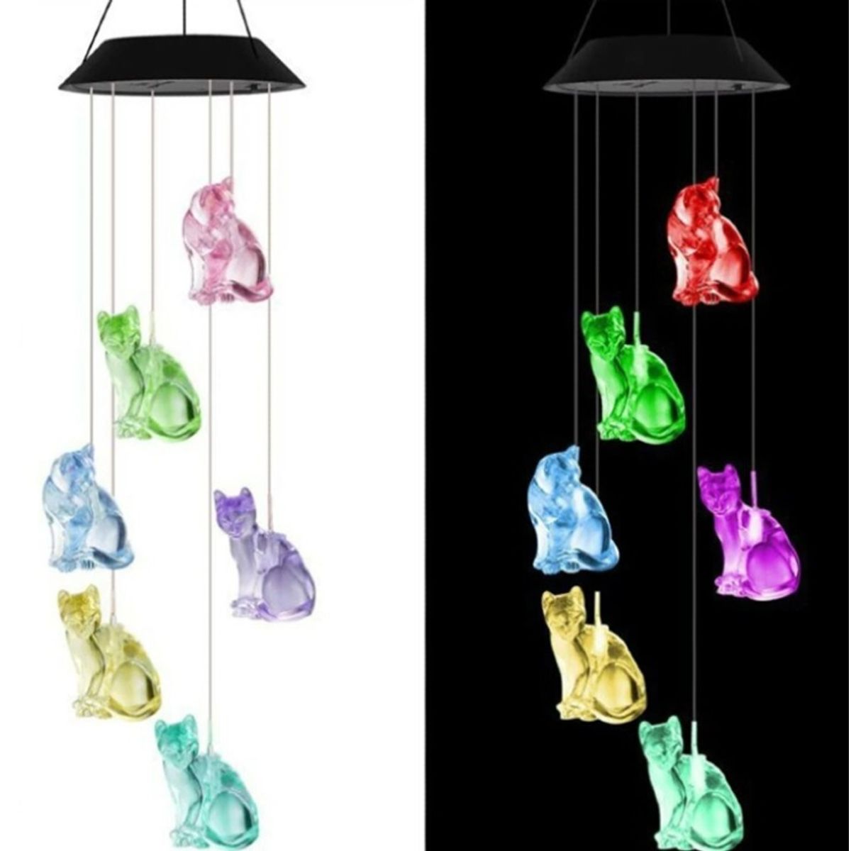 GENERICO - Campana de Viento Led Solar Gato - AS155