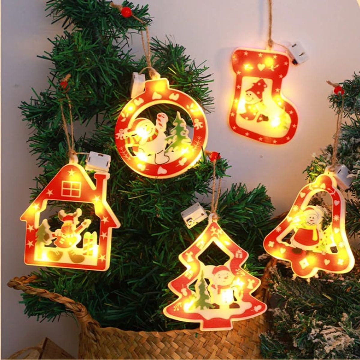 GENERICO - ADORNO NAVIDEÑO CON LUZ CALIDA PACK 5 CASA