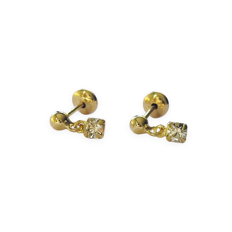 ANDREA COGGIOLA JOYAS - Aros Niña Circón Colgando Enchapado Oro 18K