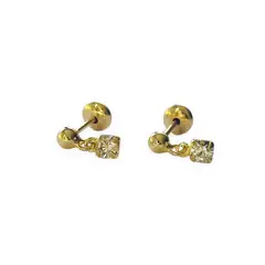 ANDREA COGGIOLA JOYAS - Aros Niña Circón Colgando Enchapado Oro 18K