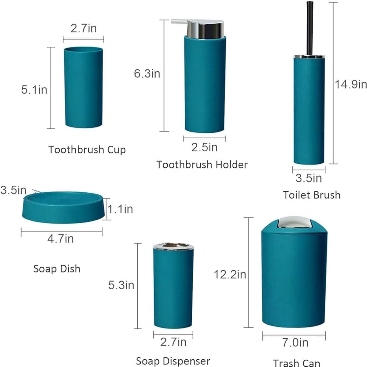 GENERICO - Set Juego De Baño 6 Piezas Accesorios Elegante verde