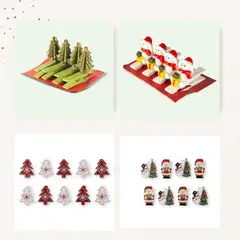 GENERICO - Mini pinzas de madera con motivos navideños