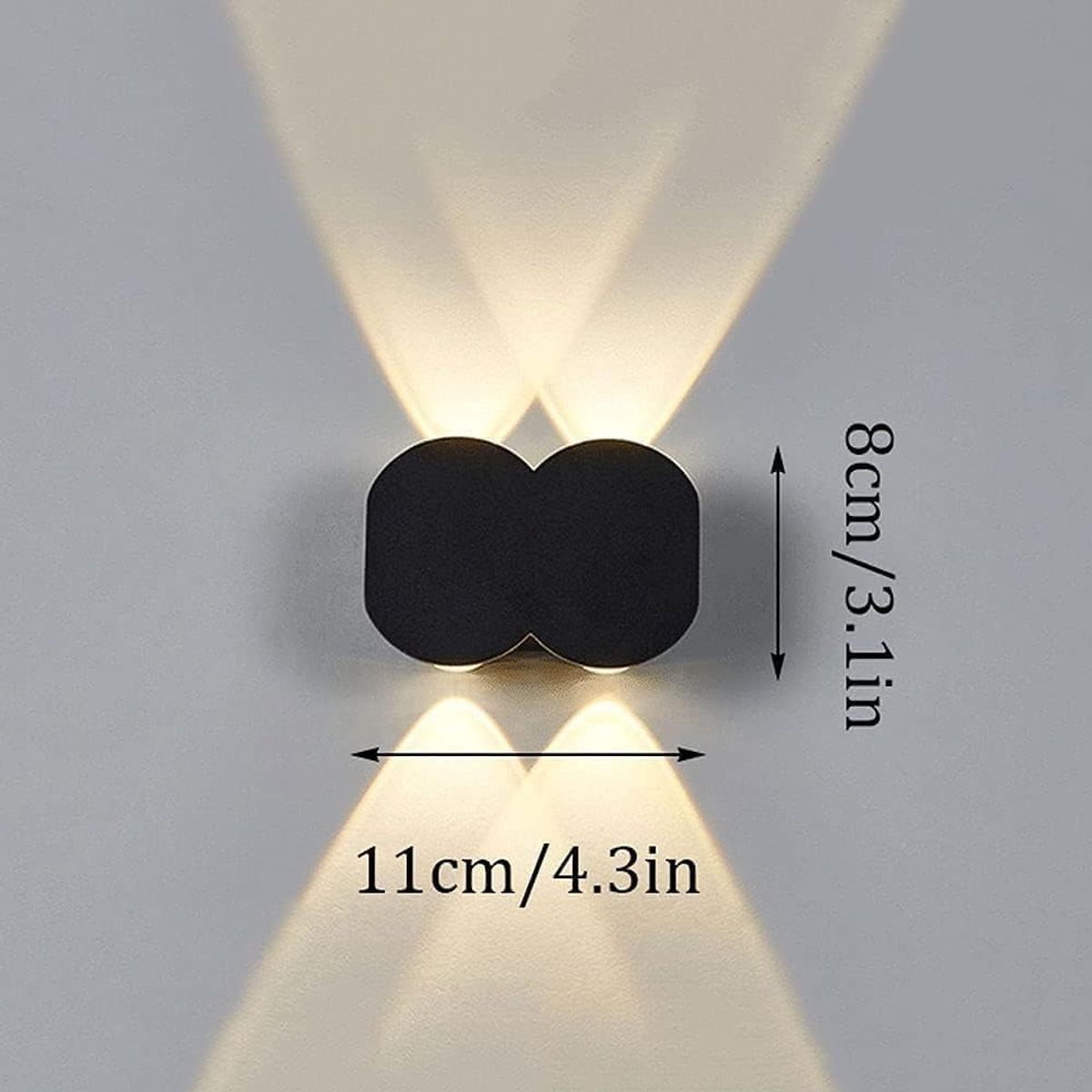 GENERICO - Aplique Led De Pared Doble Arriba Y Abajo 4 Luces Led Ip65 Curvo