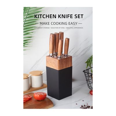 Imagen 2 del producto Set 6 Piezas Cuchillos Mas Taco De Madera