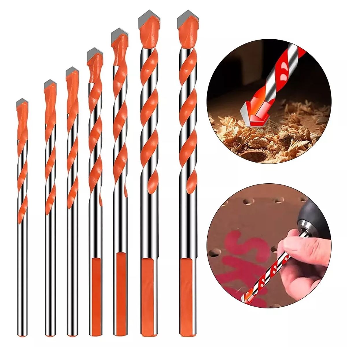 KUANGYE - 7 Pcs Brocas Hss Carburo Para Metal Concreto Vidrio Mármol