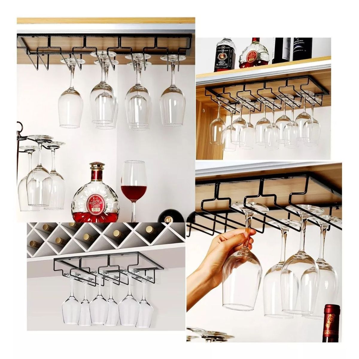 KUANGYE - Colgador De Copas Metal Cromado Bar Premium Organización