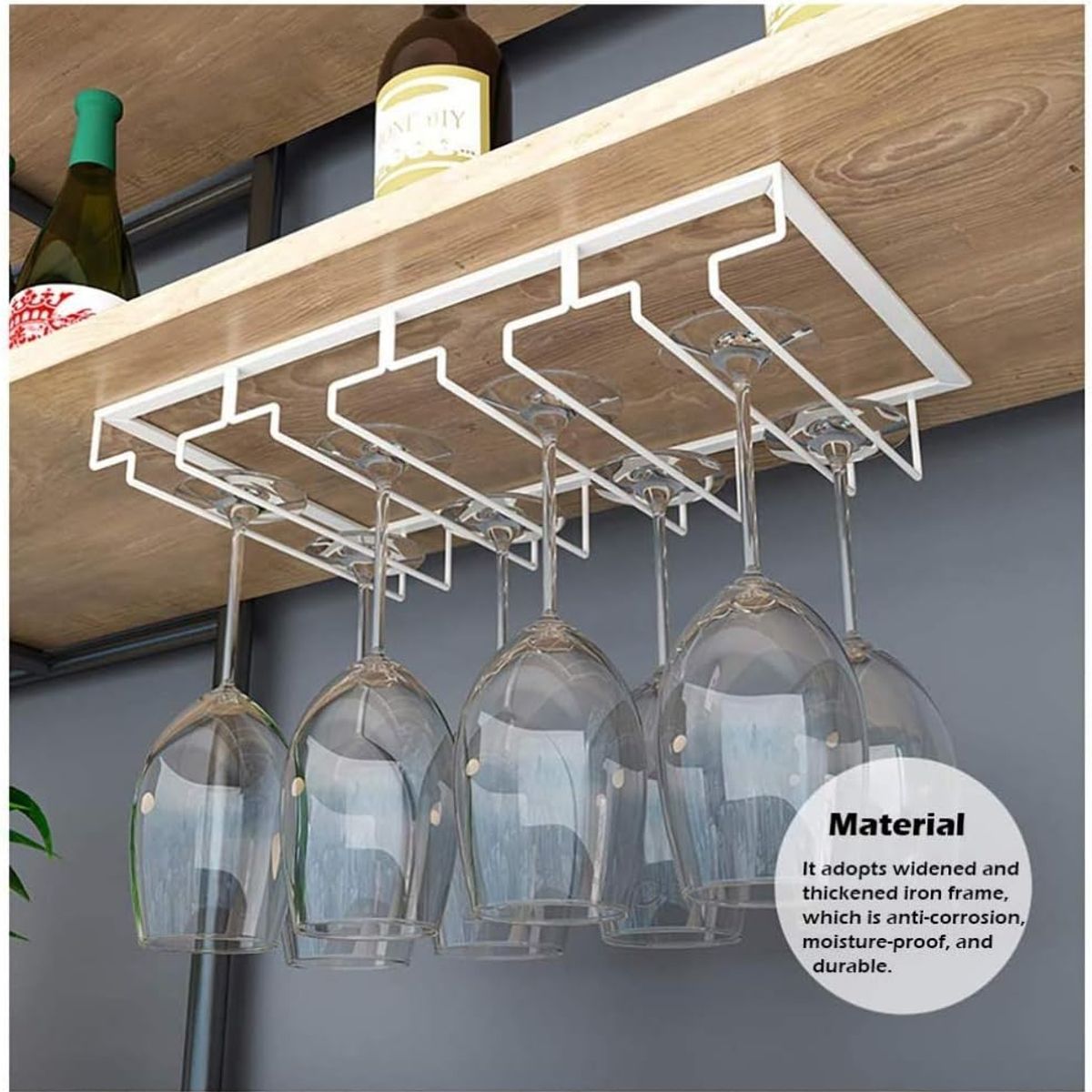 KUANGYE - Colgador De Copas Metal Cromado Bar Premium Organización