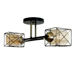 HB LEDS - Lámpara de Techo Geométrica Vidrio Doble E27 Incluye Ampolleta Cálida