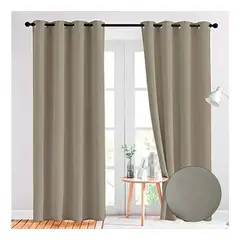 GENERICO - Cortina 2 Paños Black Out 99% Beige Liso 140x230