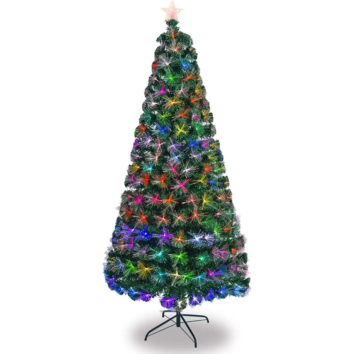 GENERICO - árbol navidad VERDE fibra óptica MULTICOLOR led 150cm