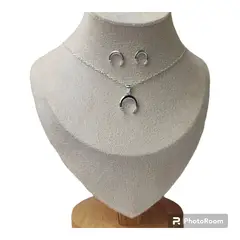 GENERICO - Conjunto luna invertida con circones de plata 925