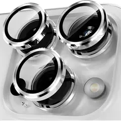 GENERICO - Lámina Protectora Aluminio Cámara iPhone 15 Pro / 15 Pro Max Blanco