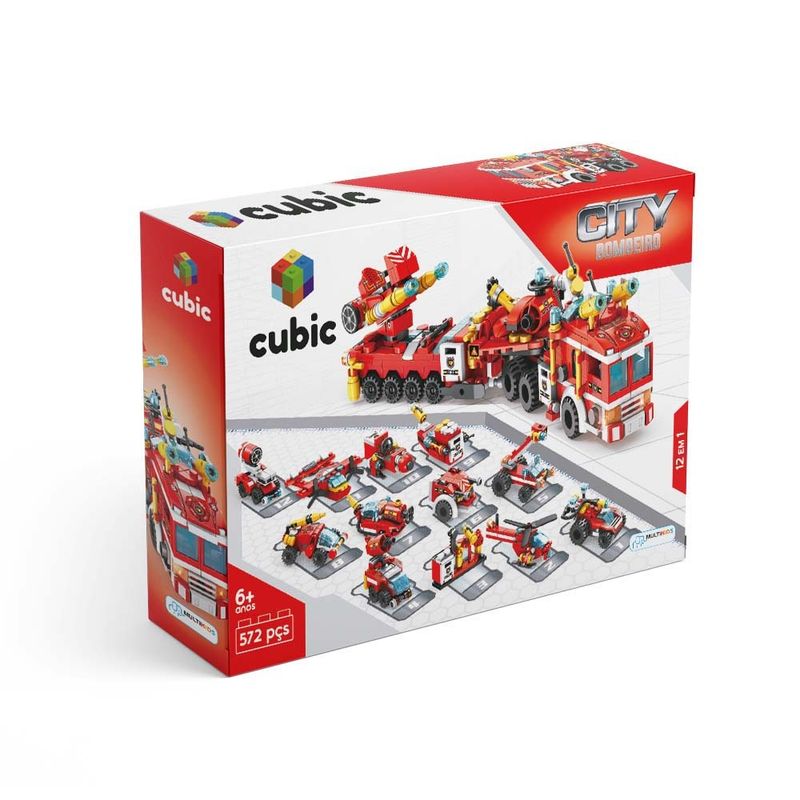 MULTILASER - Cubic Rescate de Bomberos 12 en 1 557 Piezas Multikids