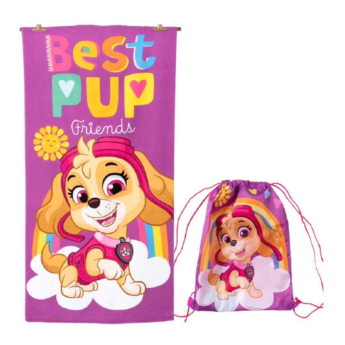 GENERICO - Toalla De Playa Infantil Con Morral - Best Pup Friends