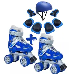 GENERICO - Patines Roller Talla XS 26-29 Azul Más Protectores