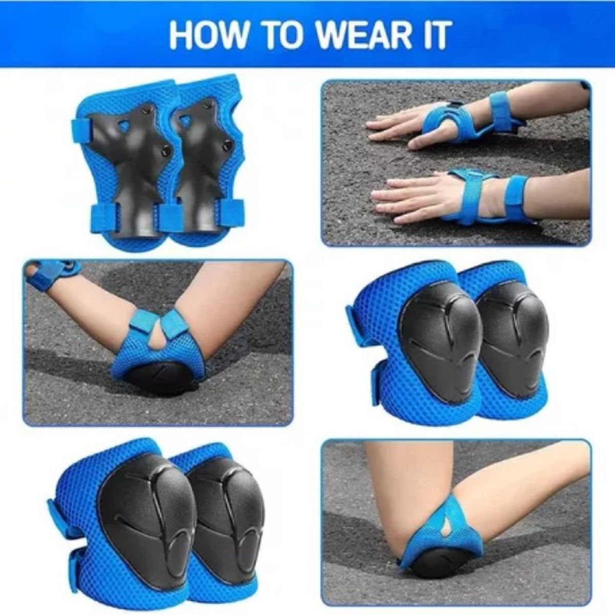 GENERICO - Patines Roller Talla XS 26-29 Azul Más Protectores