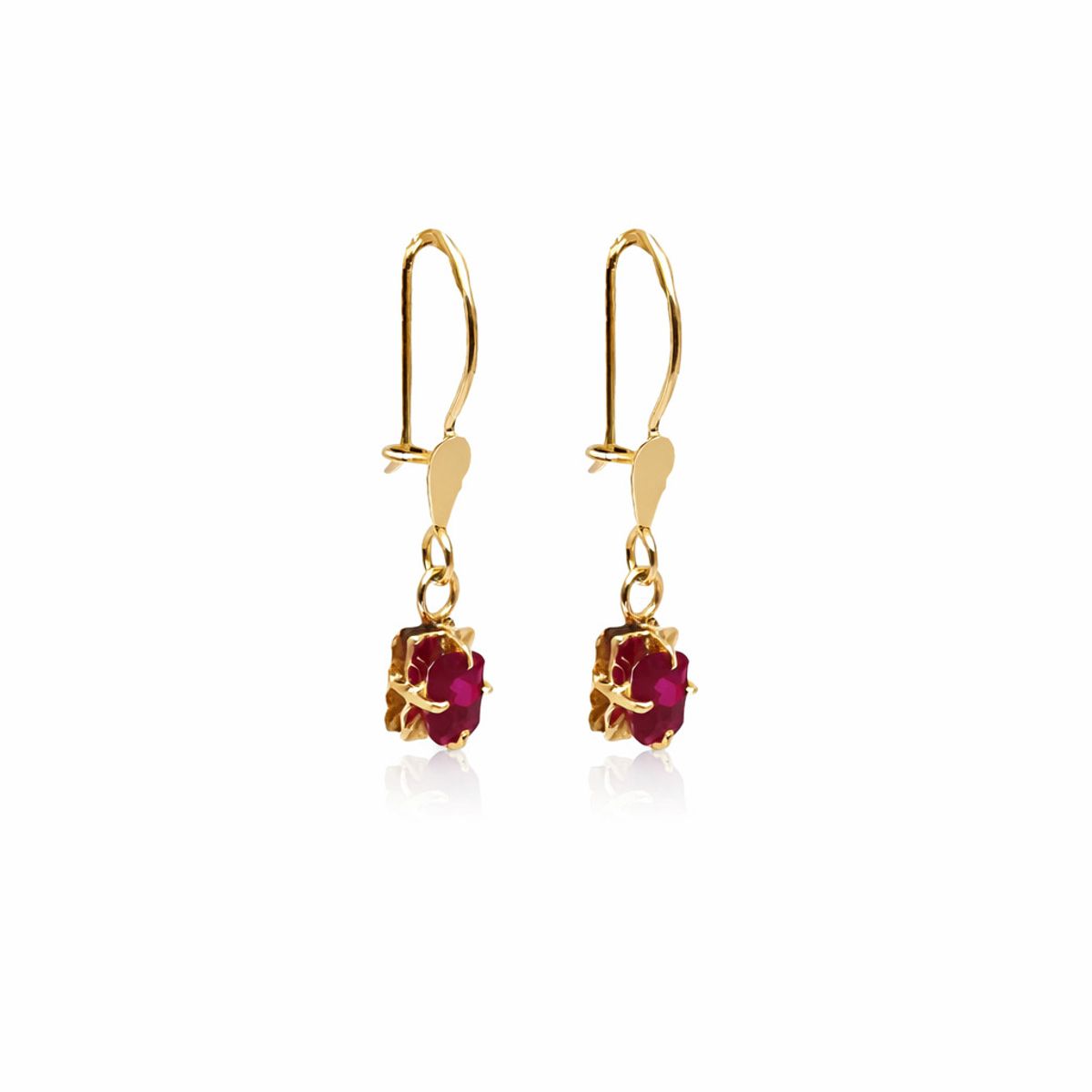 JOYAS MYTOKE - Aros Chaton Rubi Oro 18 Kilates Con Gancho Mujer Amor