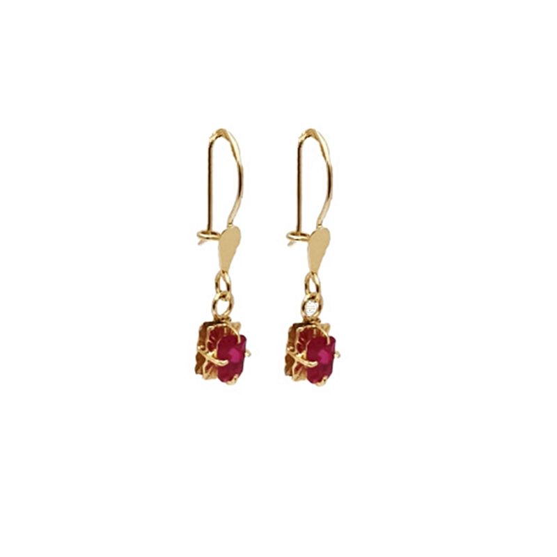 JOYAS MYTOKE - Aros Chaton Rubi Oro 18 Kilates Con Gancho Mujer Amor