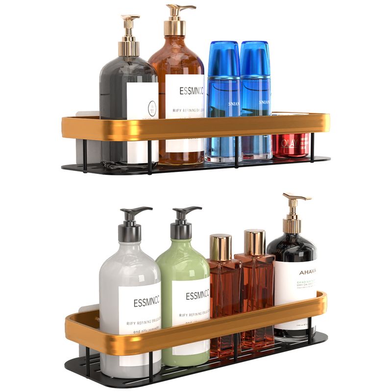 AIZO - Oro Organizador De Ducha Set X2 Repisa Baño Adhesivo