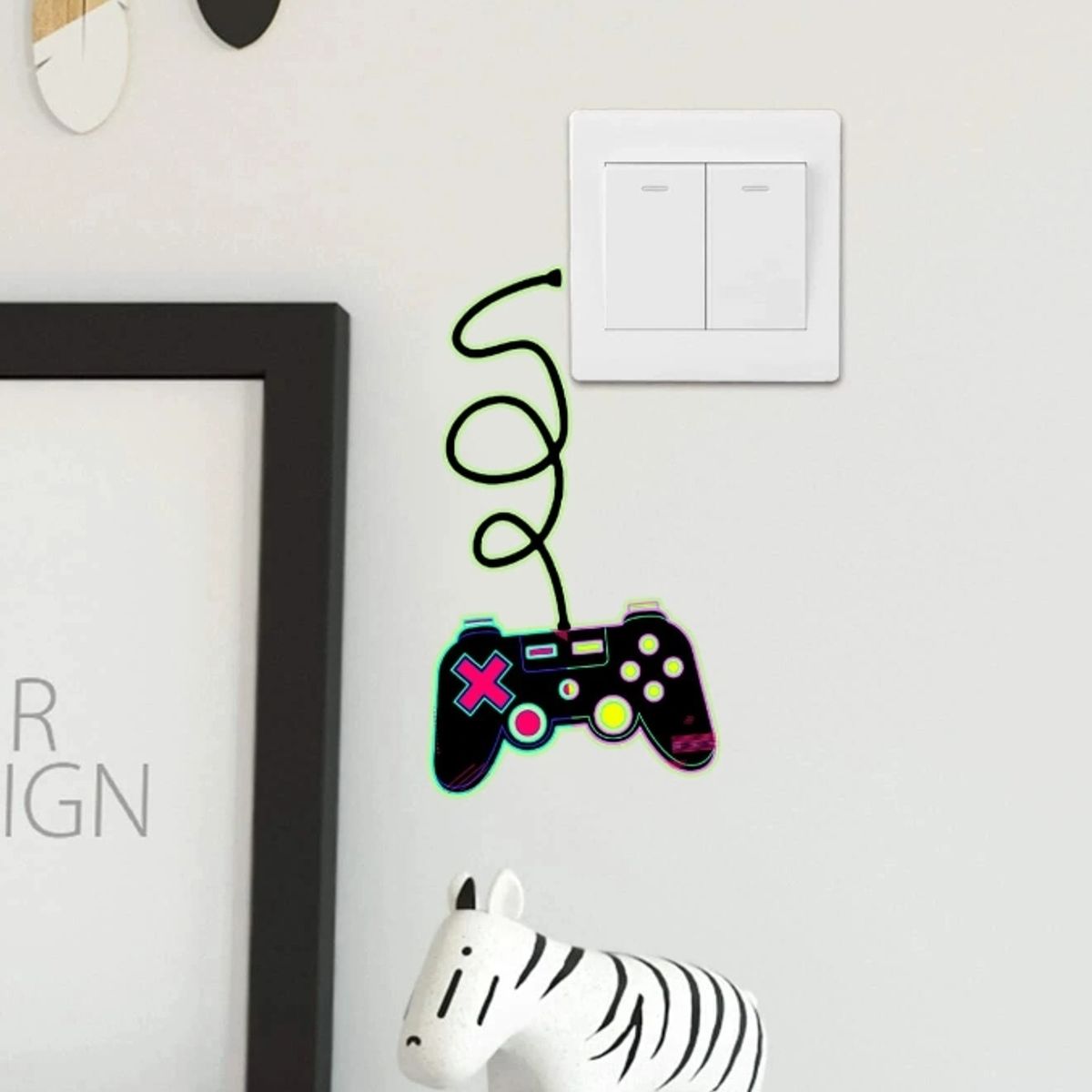 GENERICO - Pegatina de pared de interruptor con estampado de mando de juego