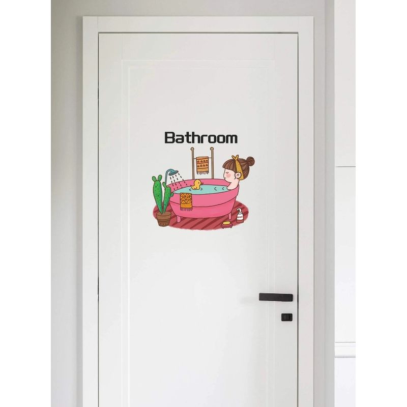 GENERICO - Pegatina de pared con estampado de bathroom y figura