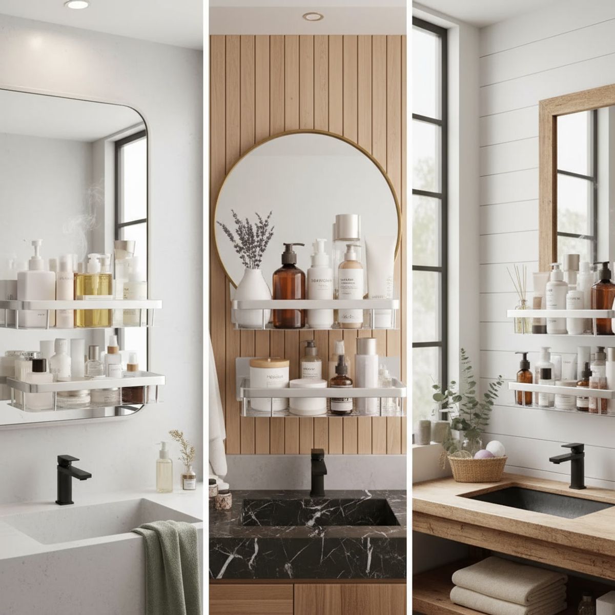 AIZO - Plata Organizador De Ducha Set X2 Repisa Baño Adhesivo