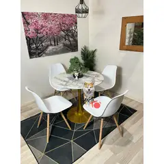GENERICO - Comedor Suiza (Mesa Tulip 80D + 4 Sillas Eames Blanco)