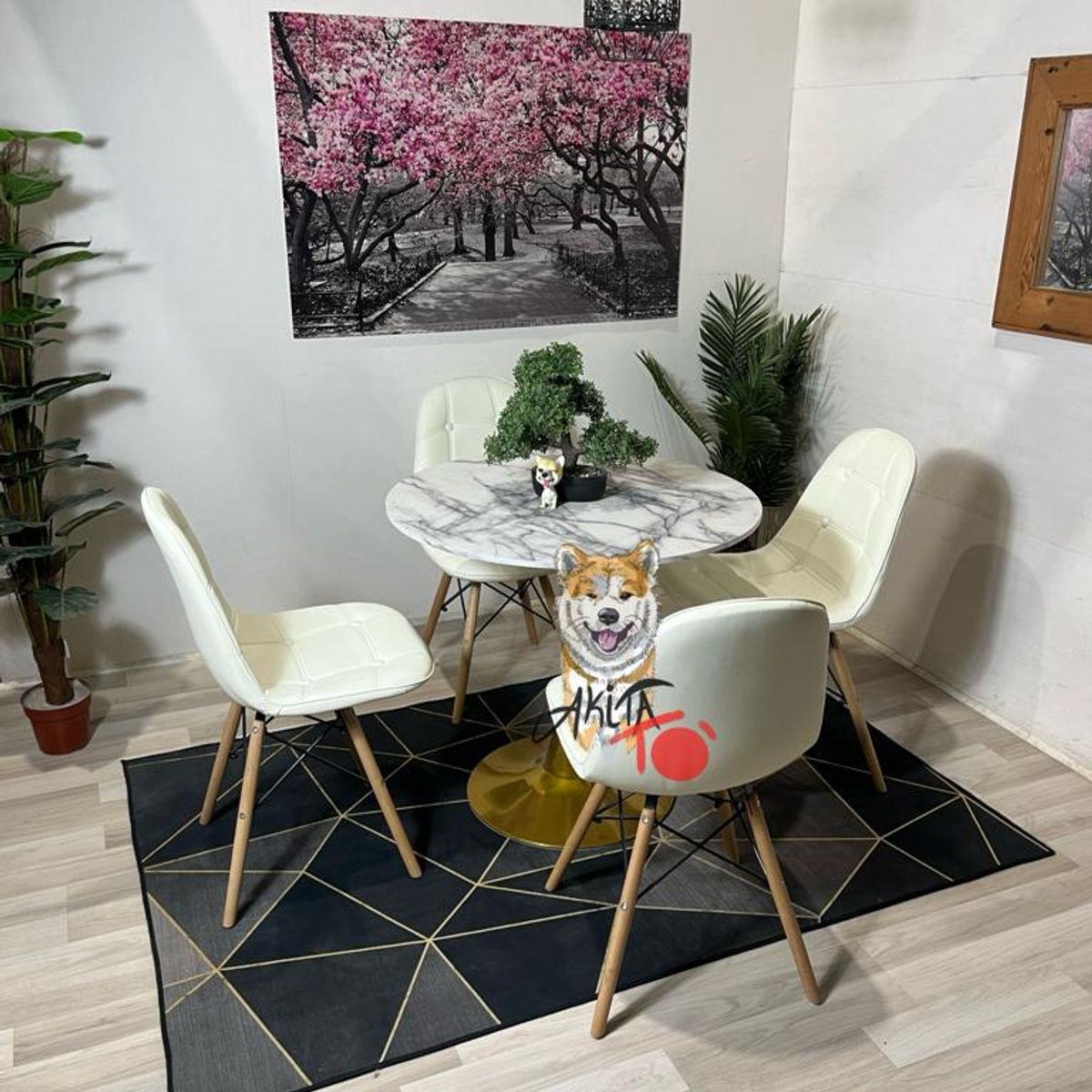 GENERICO - Comedor Finlandia  (Mesa Tulip 80D + 4 Sillas Buckle Blanco)