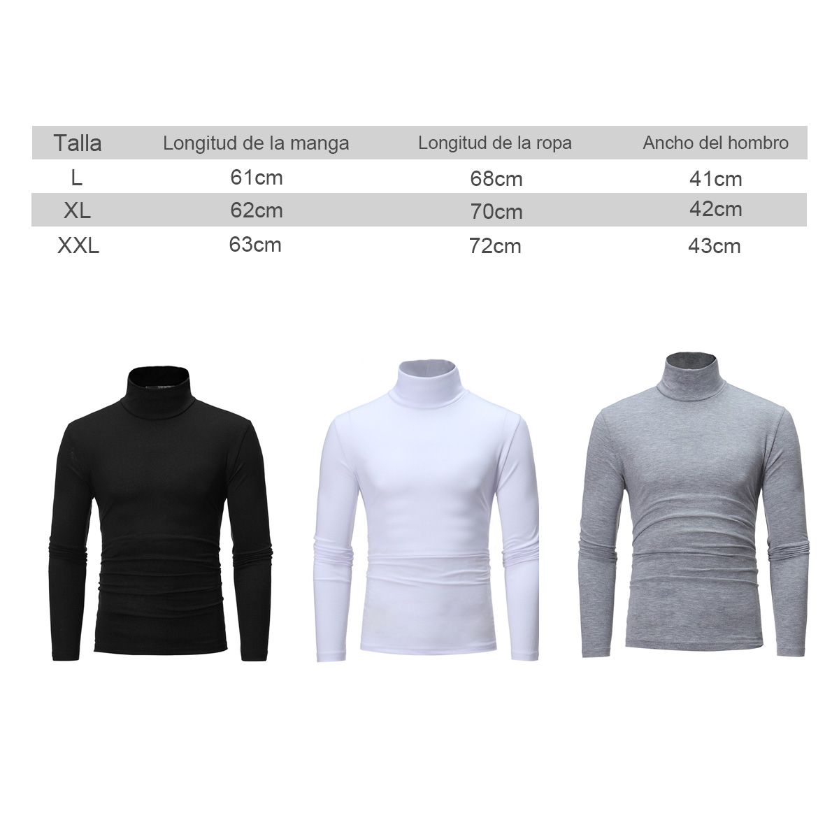 EDWINAYY - Polera Cuello Alto Polar Hombre Larga Premium Textura Suave