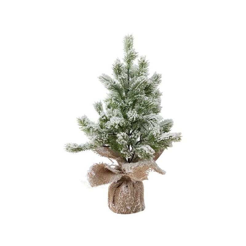 VATYERTY - Árbol de Navidad de luz cálida flocado simulado de PE con luces 30cm