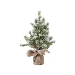 VATYERTY - Árbol de Navidad de luz cálida flocado simulado de PE con luces 30cm