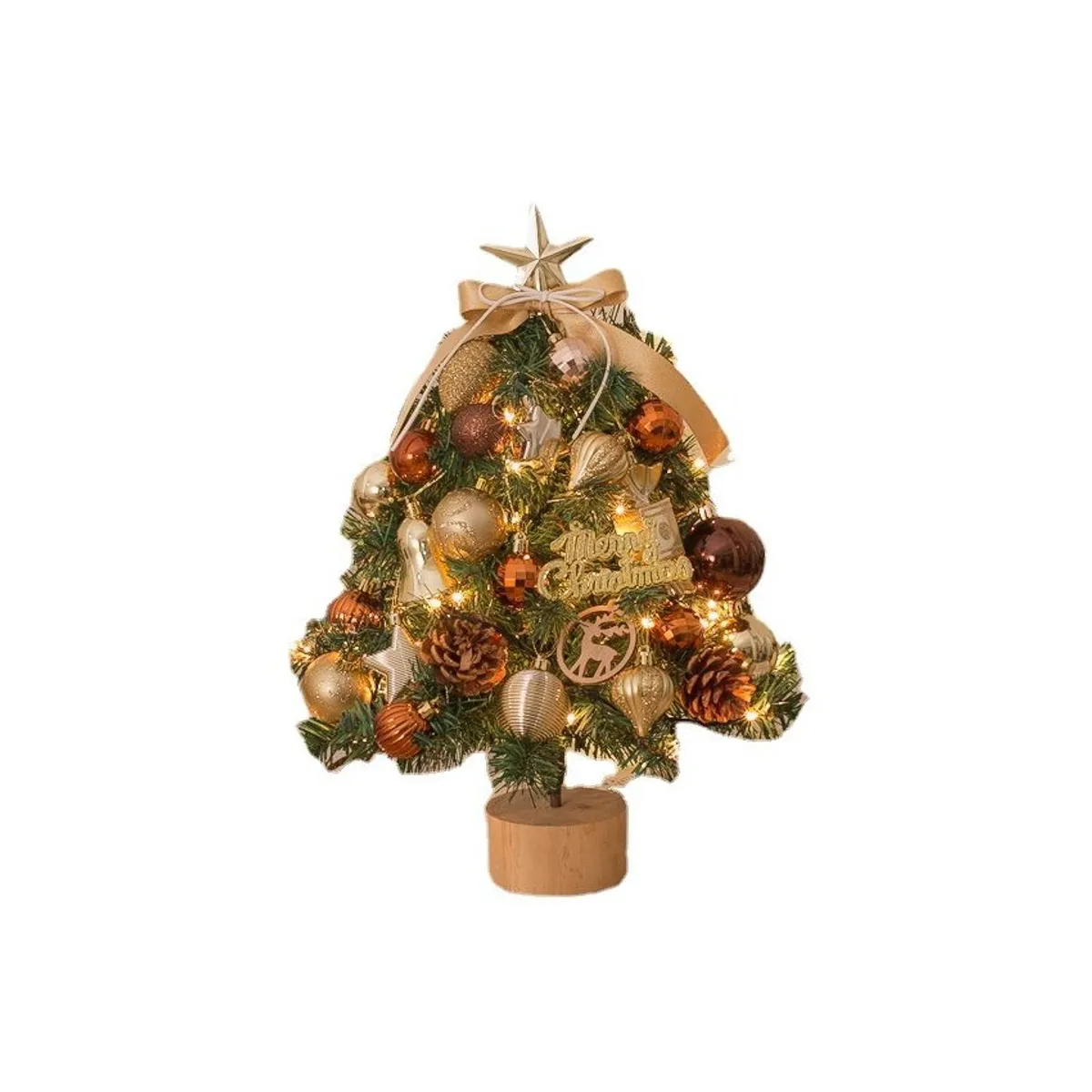 VATYERTY - Mini Árbol de Navidad Decorado con Luces