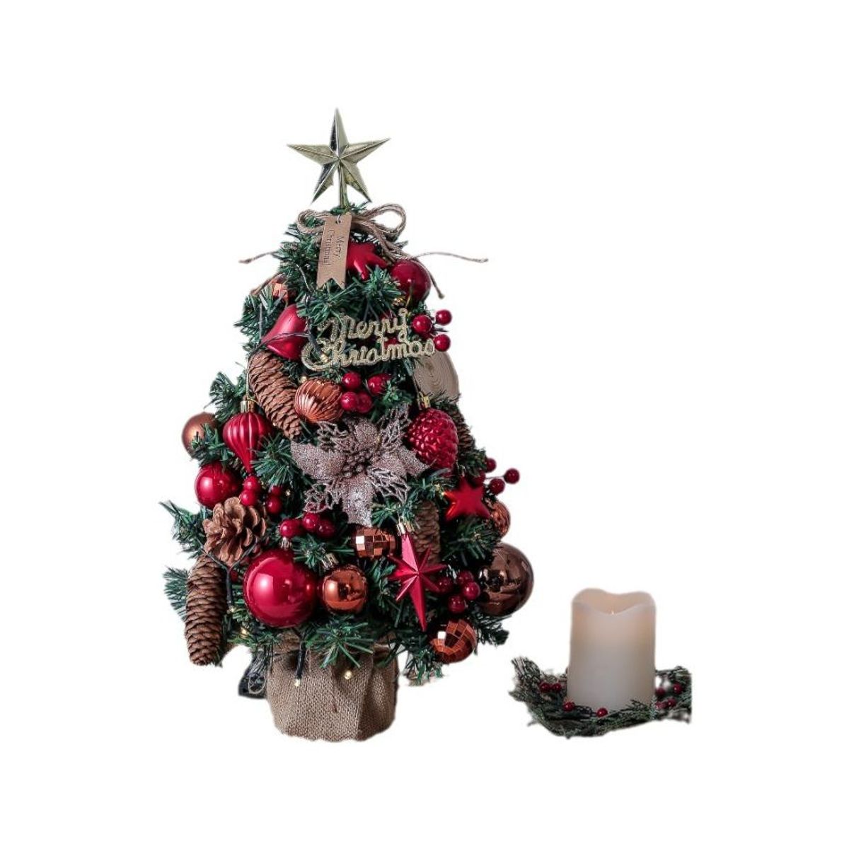 VATYERTY - Mini juego de árbol de Navidad brillante rojo 45cm