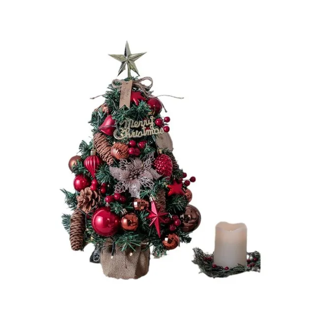 VATYERTY - Mini juego de árbol de Navidad brillante rojo 45cm