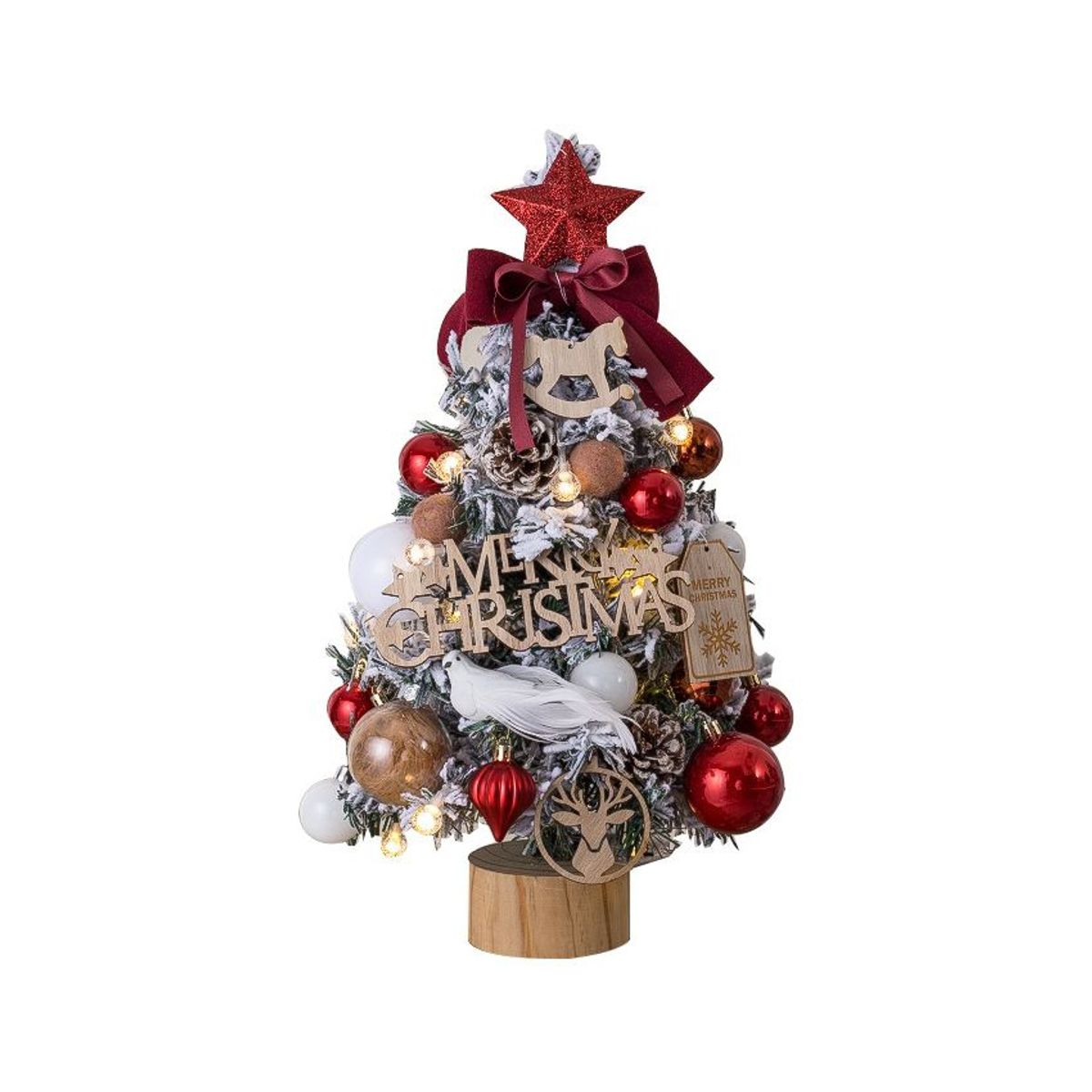 VATYERTY - Mini juego de árbol de Navidad brillante de escritorio rojo 50cm