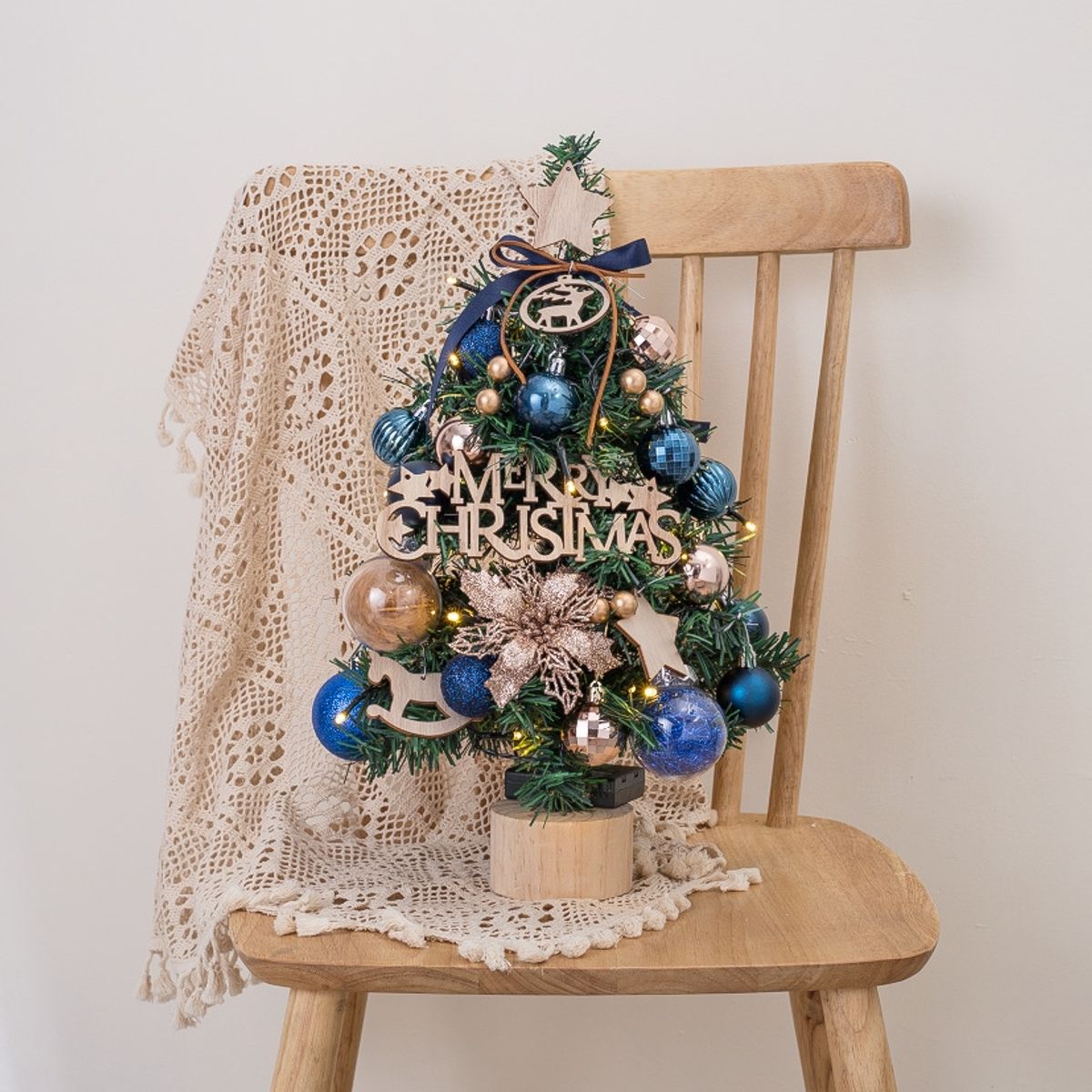 VATYERTY - Mini juego de árbol de Navidad pvc brillante de escritorio azul 45cm