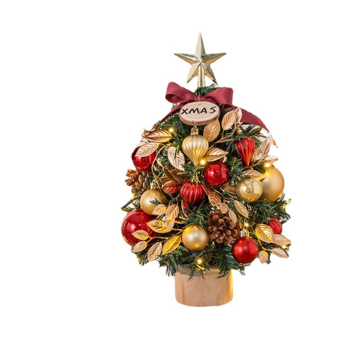 VATYERTY - Mini juego de árbol de Navidad pvc brillante de escritorio oro 43cm
