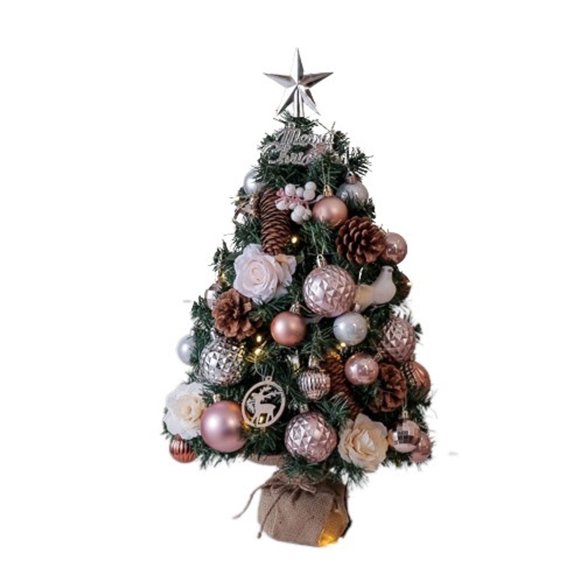 VATYERTY - Mini juego de árbol de Navidad pvc brillante de escritorio blanco 60cm